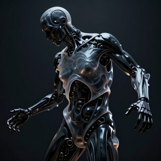A figure caught in a moment of involuntary, automated response.