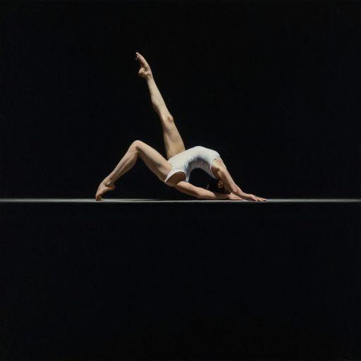 A solitary figure executes a gravity-defying balance act on a narrow precipice, symbolizing high-stakes performance.