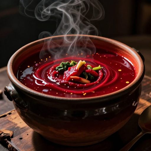 A deep, symbolic pot of borsch.