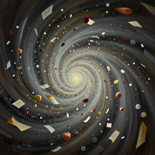 A vortex of luminous, disorganized fragments representing mental clutter.