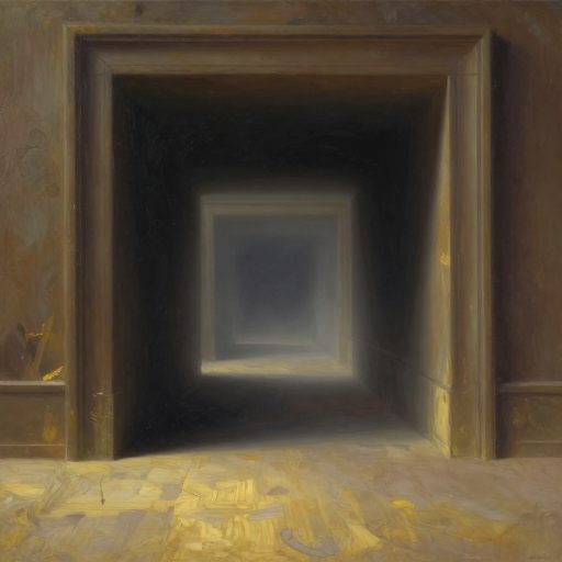 A misty, luminous threshold representing psychological transition.