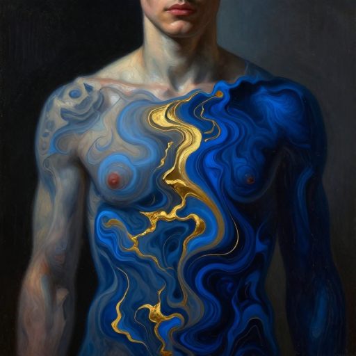 Allegorical portrayal of emotional depth within a figure's chest.