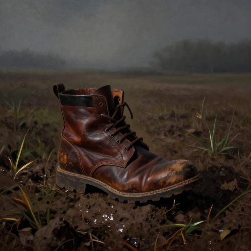 A solitary leather boot grounding a symbolic journey.