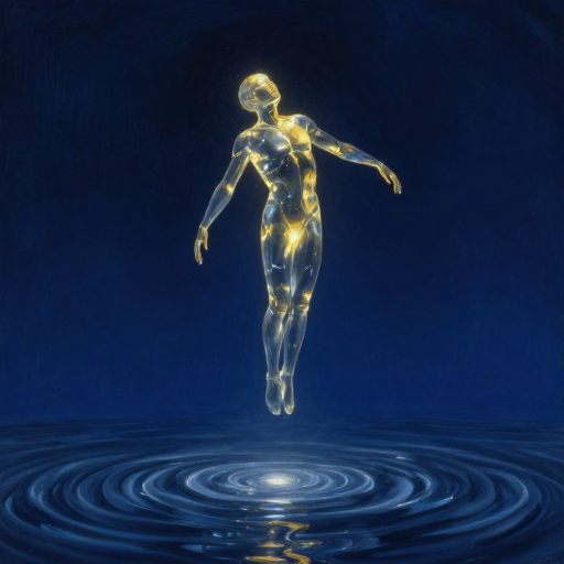 Elasticity and nervous energy represented by a suspended, vibrating form.