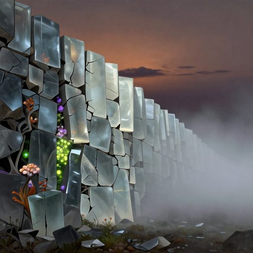 A solitary, crumbling stone wall at twilight, symbolizing psychological limits.