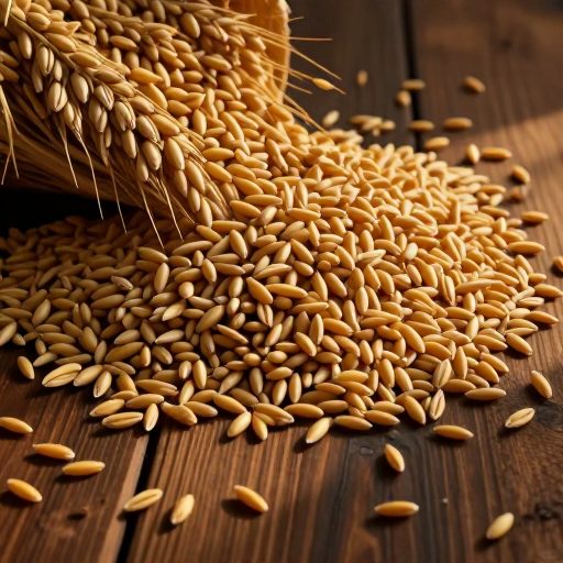 Overflowing golden grains in dramatic light.